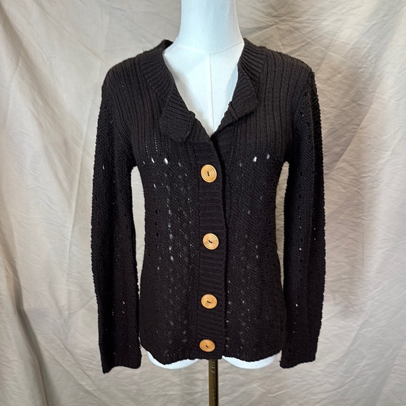 Classic Brown Cable Knit Cardigan - Picture 1 of 5